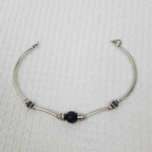 Sterling SILVER BLACK Crystal Minimal Bracelet